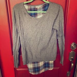 Gray and plaid boutique blouse